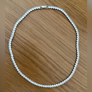 Swarovski Clear Crystal Tennis Necklace in Silver Tone